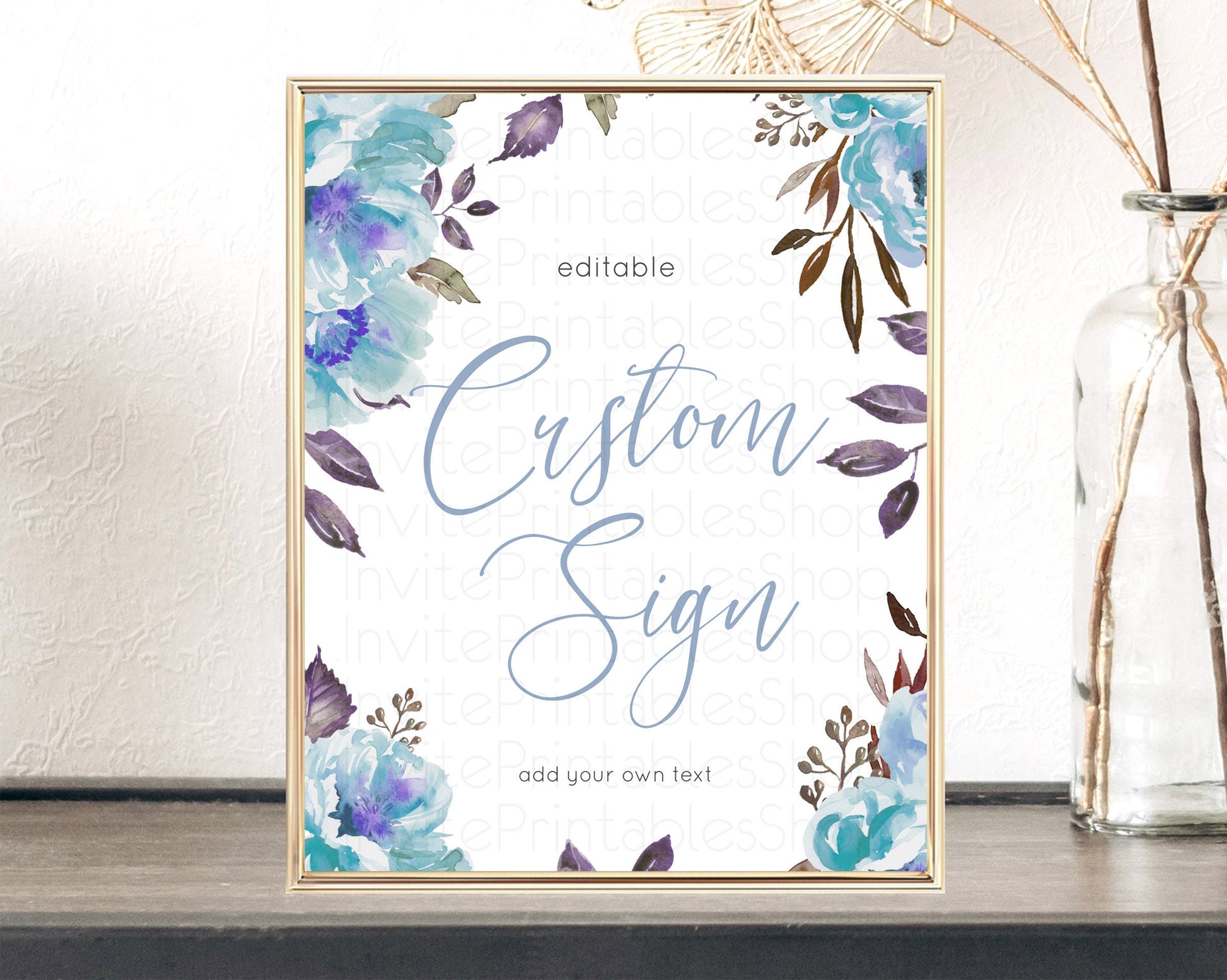 Editable Wildflower Floral Table Sign Decor Secret Garden Sign Template Past
