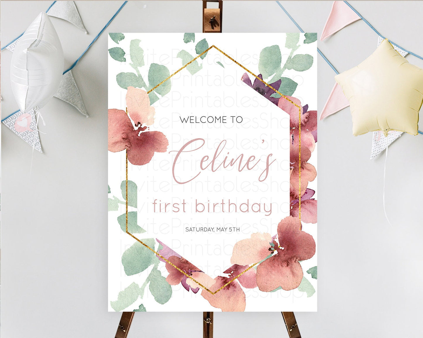 Secret Garden Welcome Sign Wildflower Welcome Board Pastel Flower Garden Welcome Poster Boho Wildflower First Birthday Welcome Sign D10964