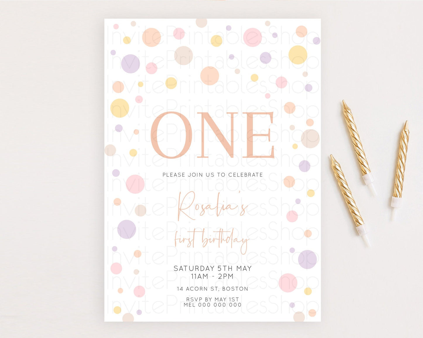 Pastel Birthday Invitation Pastel Confetti Birthday Invitation Bubbles Invitation Colorful Rainbow Confetti 2nd 1st First Birthday D10759
