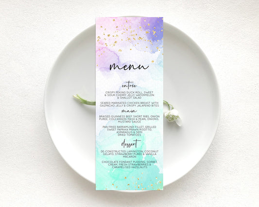 Editable Pastel Menu Pastel Rainbow Menu Template Colorful Pastel Table Deco