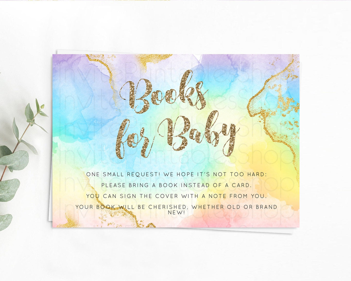 Pastel Books For Baby Card Pastel Rainbow Book Insert Colorful Ombre Watercolor Book Card Confetti Glitter Baby Book Poem Request D10589