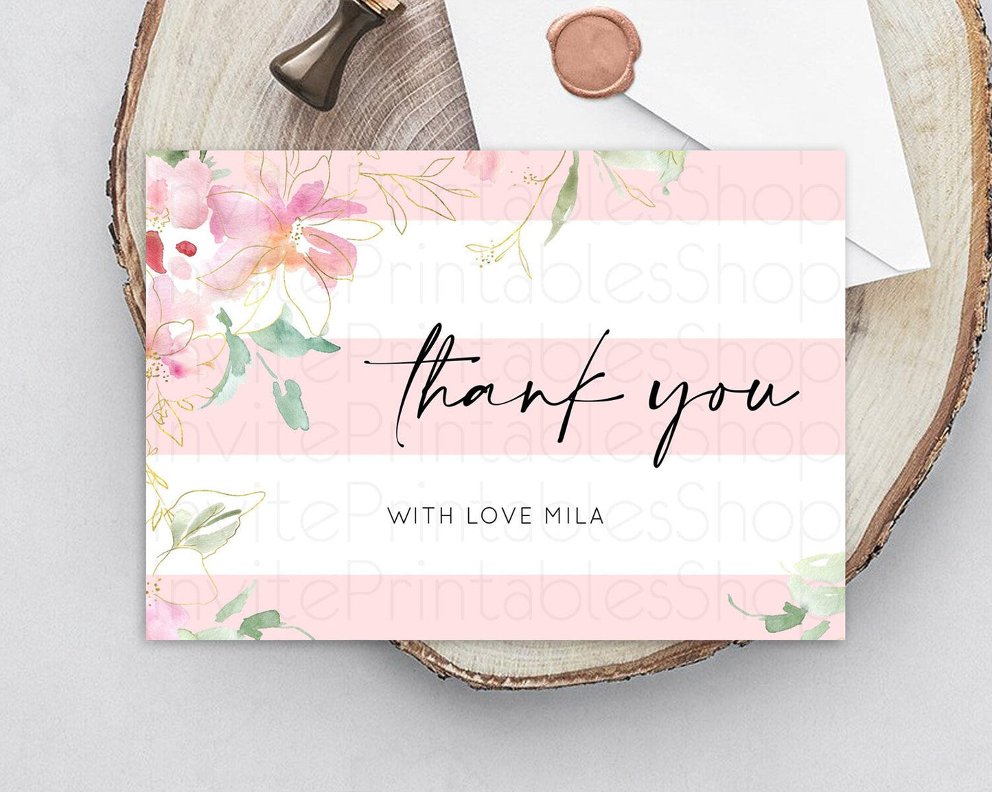 Secret Garden Thank You Wildflower Thank You Card Pastel Flower Garden Birthday Thank You Card Boho Floral Teacher Thank You Card D10301