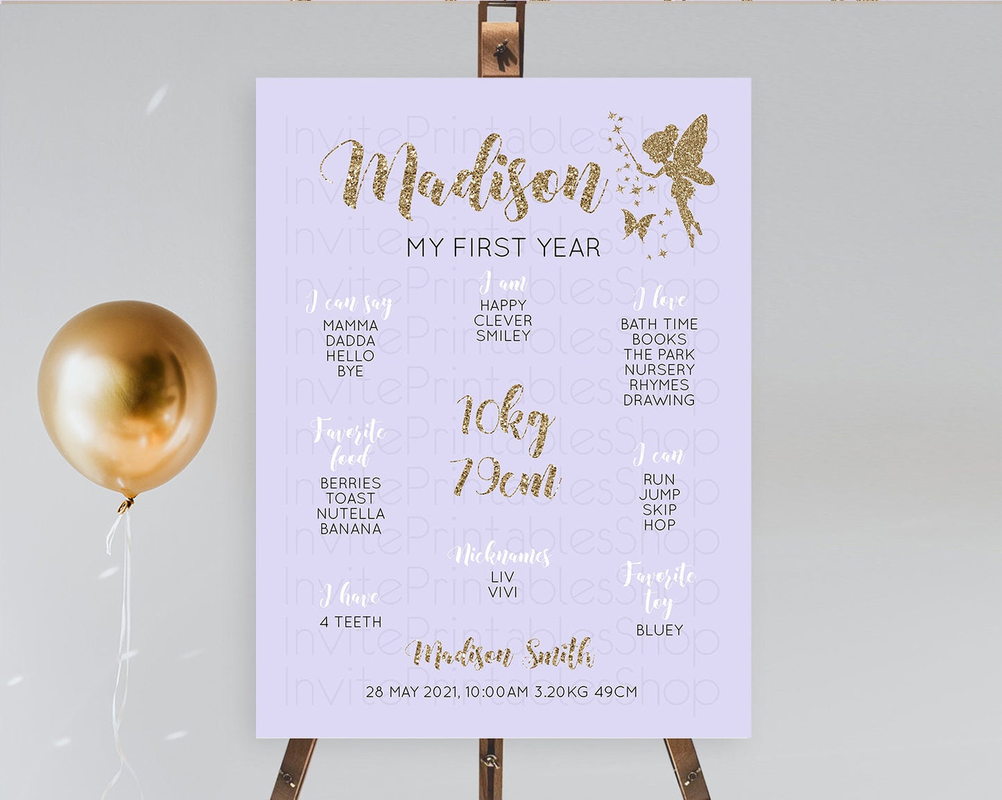 Fairy First Birthday Milestone Poster Fairy Secret Garden Milestone Board Enchanted Garden Pastel Floral Butterfly 1st Birthday Sign D10389