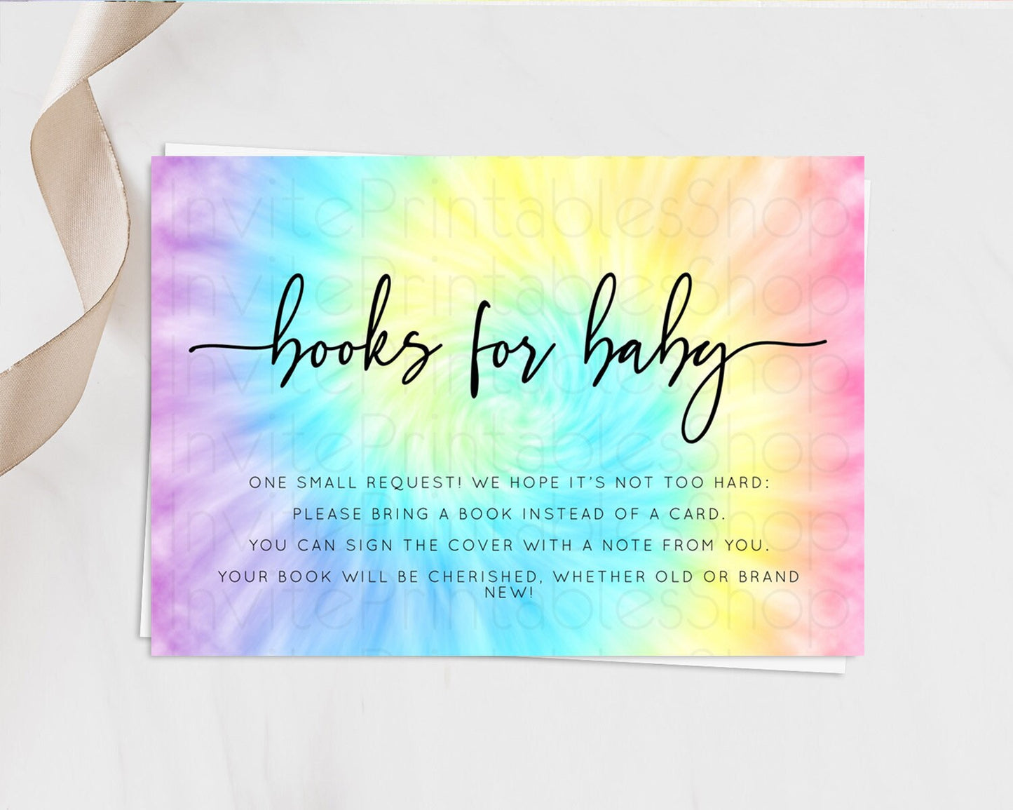 Tie Dye Books For Baby Card Rainbow Tie Dye Book Insert Pastel Rainbow Watercolor Book Card Tie Dye Colors Guests Book Poem Request D10578