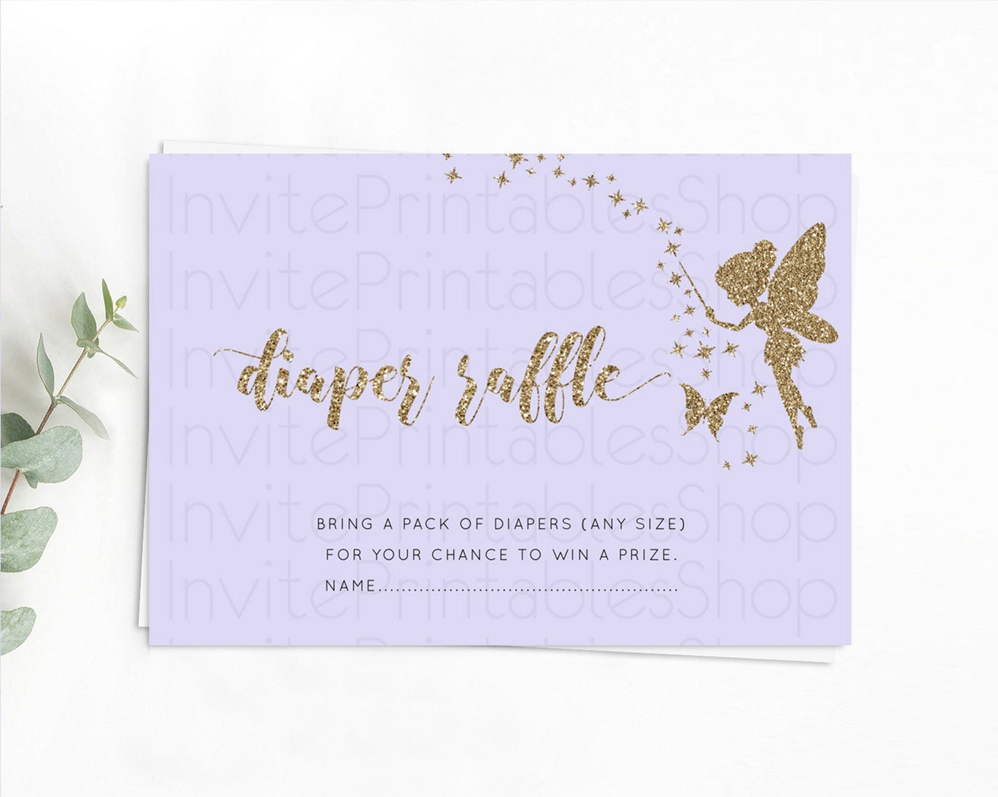 Fairy Diaper Raffle Card Fairy Diaper Insert Enchanted Garden Fairy Diaper Ticket Pastel Floral Butterfly Secret Garden Raffle Game D10389