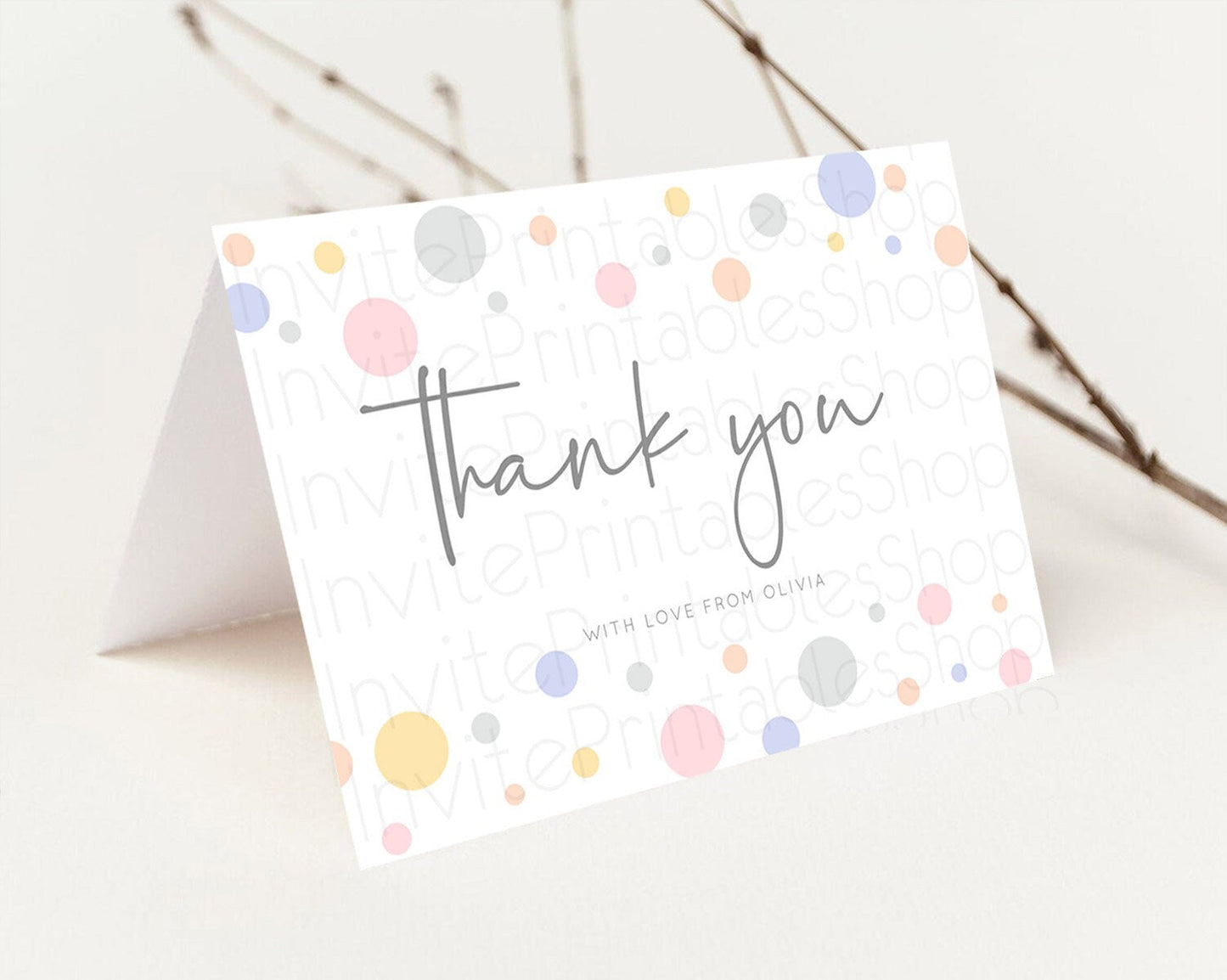 Rainbow Thank You Pastel Thank You Card Pastel Rainbow Birthday Thank You Confetti Colorful Pastel Cards Teacher Thank You Cards D10759