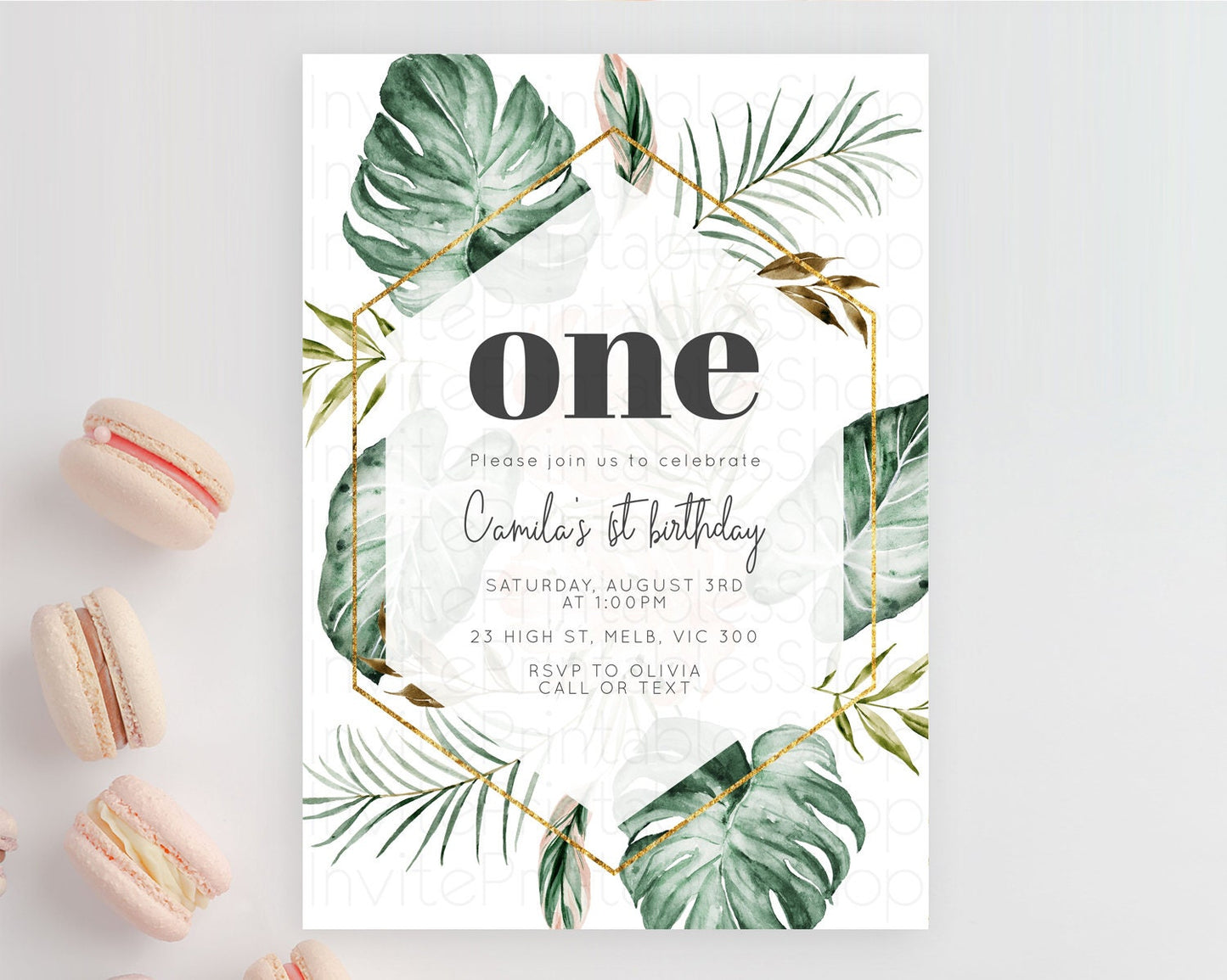 Tropical Invitation Tropical Birthday Invitation Tropical Floral Invitation Palm Leaf Fern Invite Frangipani White Orchid Invitation D11053