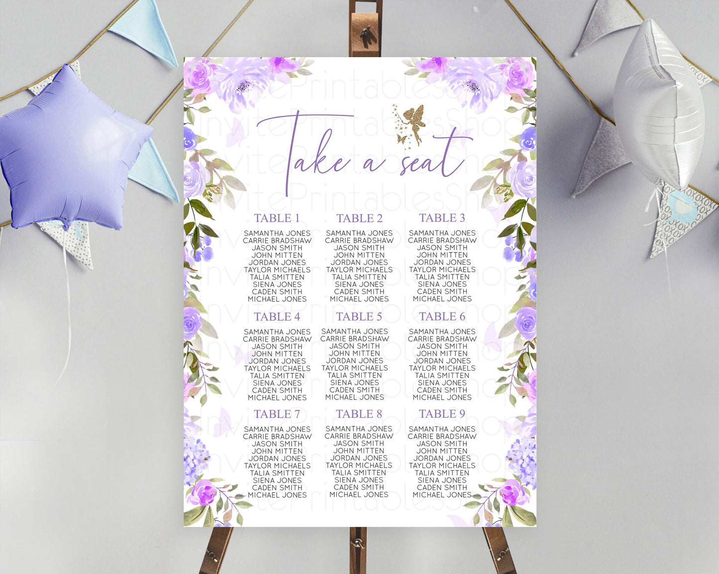 Fairy Seating Chart Pastel Fairy Seating Chart Fairy Tea Party Fairy Garden Seating Sign Enchanted Garden Floral Butterfly Décor D10910