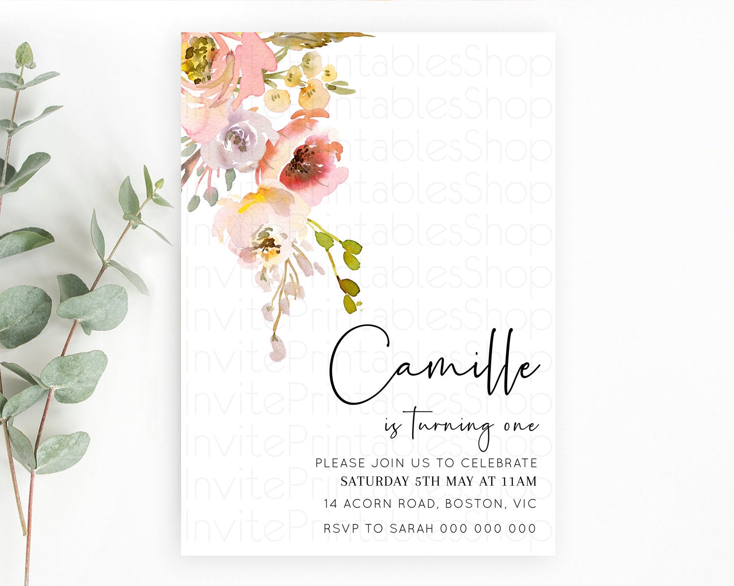 Editable Secret Garden Invitation Wildflower Birthday Invitation Pastel Flow
