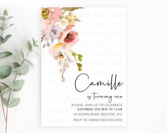 Editable Secret Garden Invitation Wildflower Birthday Invitation Pastel Flow