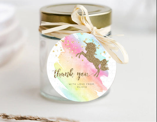 Editable Unicorn Rainbow Thank You Gift Tags Pastel Unicorn Thank You Tags M