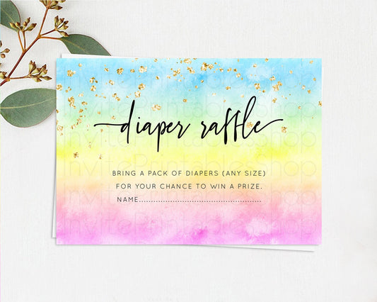 Editable Pastel Diaper Raffle Card Pastel Rainbow Diaper Raffle Insert Color