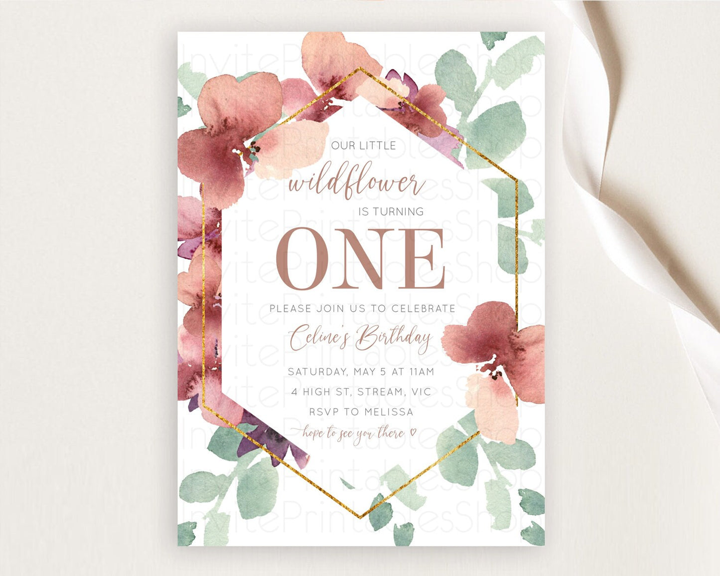 Secret Garden Invitation Wildflower Birthday Invitation Pastel Flowers Invite Enchanted Garden Boho Floral 3rd 2nd First Birthday D10964