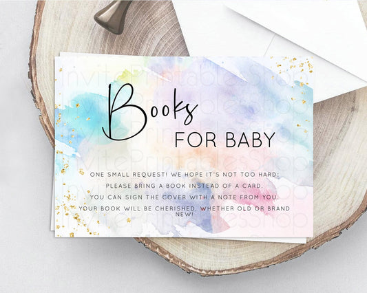 Pastel Books For Baby Card Pastel Rainbow Book Insert Colorful Ombre Watercolor Book Card Confetti Glitter Baby Book Poem Request D10422