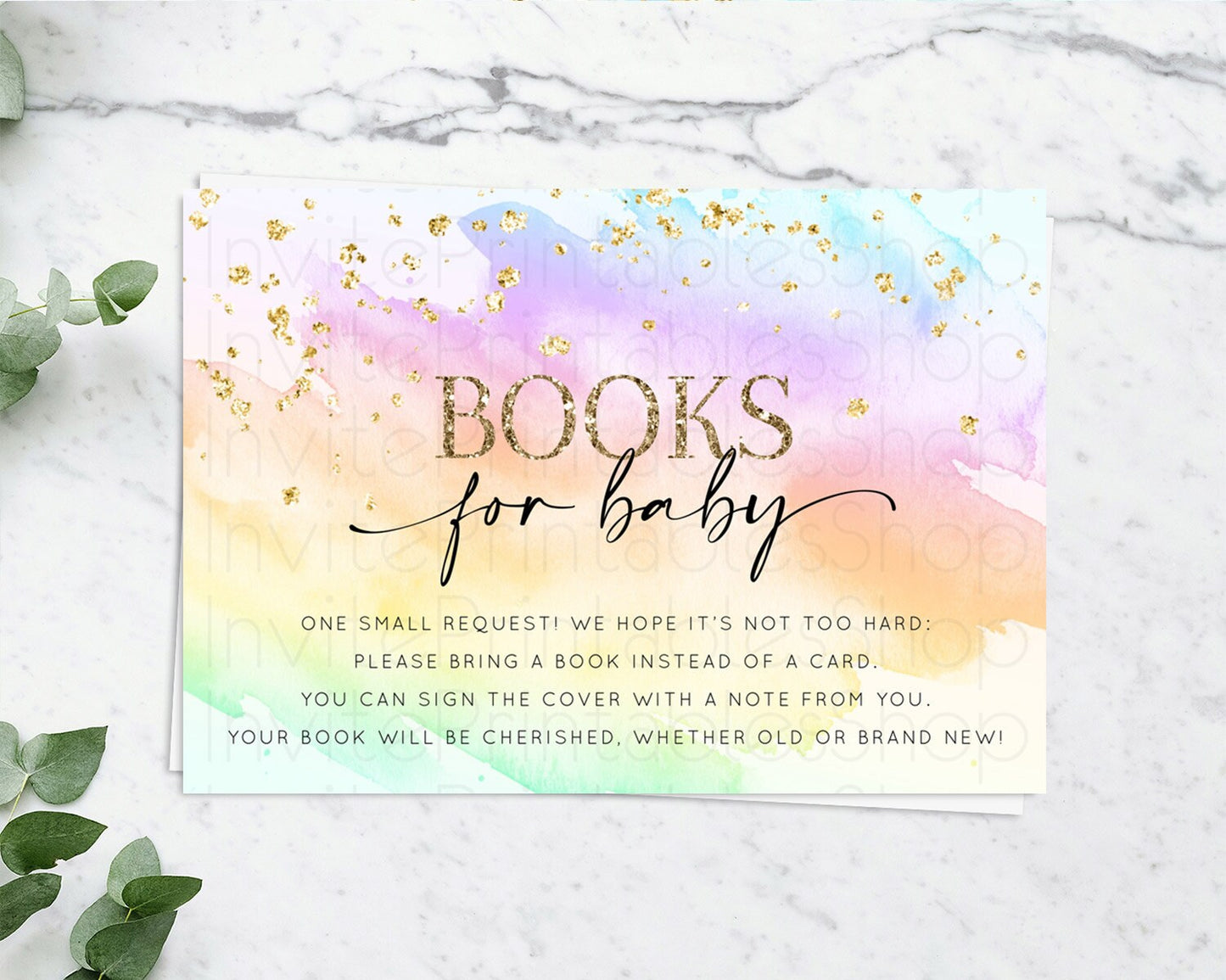 Pastel Books For Baby Card Pastel Rainbow Book Insert Colorful Ombre Watercolor Book Card Confetti Glitter Baby Book Poem Request D10645