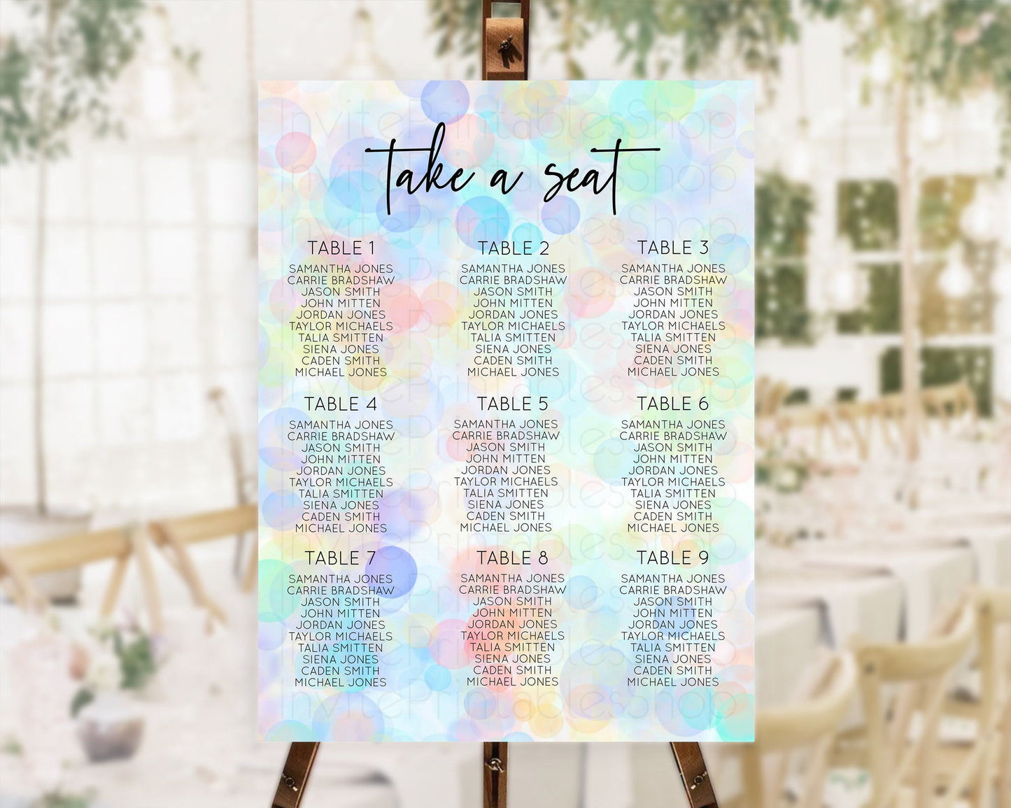 Bubbles Seating Chart Pastel Seating Chart Bath Bomb Party Pastel Bubbles Decor Watercolour Seating Board Confetti Seating Chart D10444