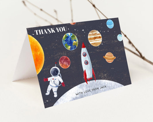 Editable Space Thank You Space Thank You Card First Trip Around the Sun Than