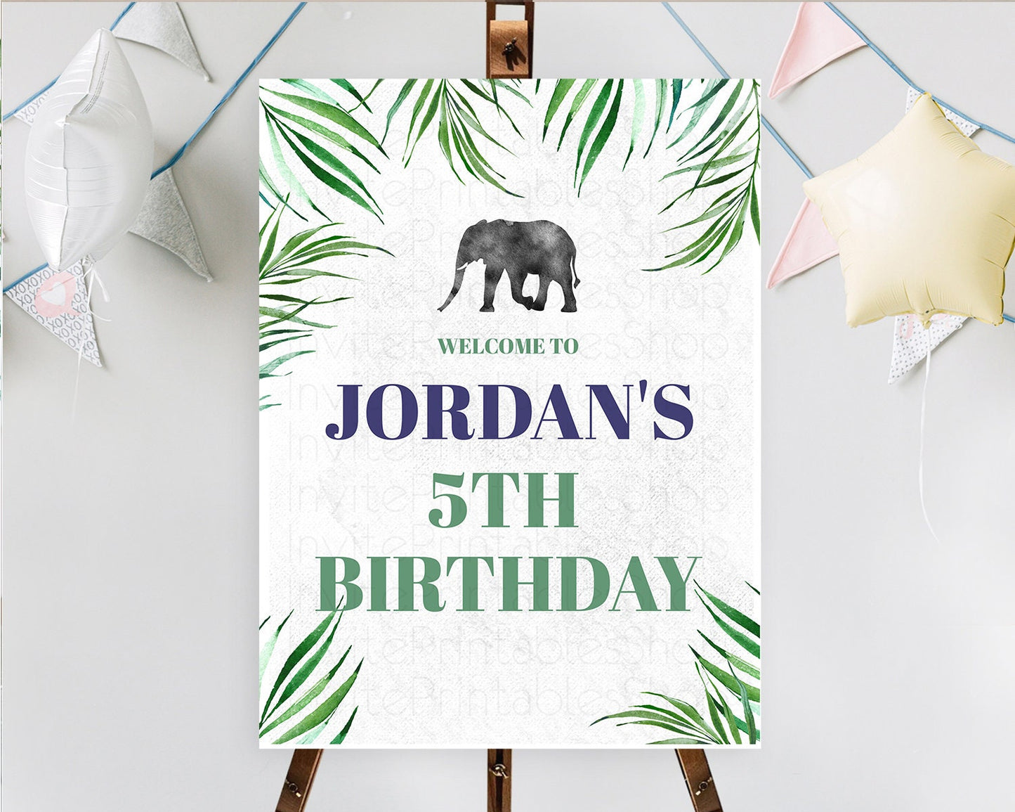 Elephant Welcome Sign Elephant Welcome Board Elephant Party Welcome Poster Safari Party Decor Elephant First Birthday Welcome Sign D10842