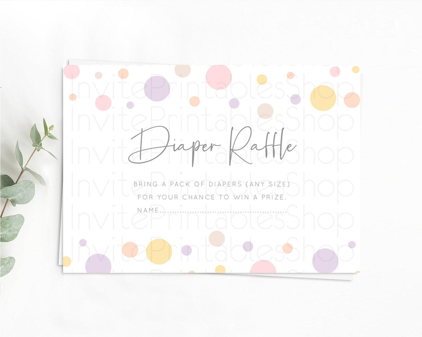 Rainbow Diaper Raffle Card Pastel Sprinkles Diaper Raffle Insert Rainbow Confetti Diaper Ticket Colorful Bubbles Pastel Raffle Game D10759