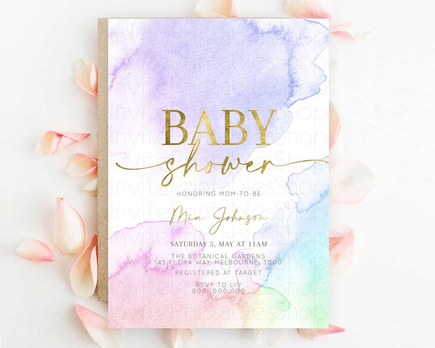 Editable Pastel Baby Shower Invitation Rainbow Baby Shower Invitation Colorf