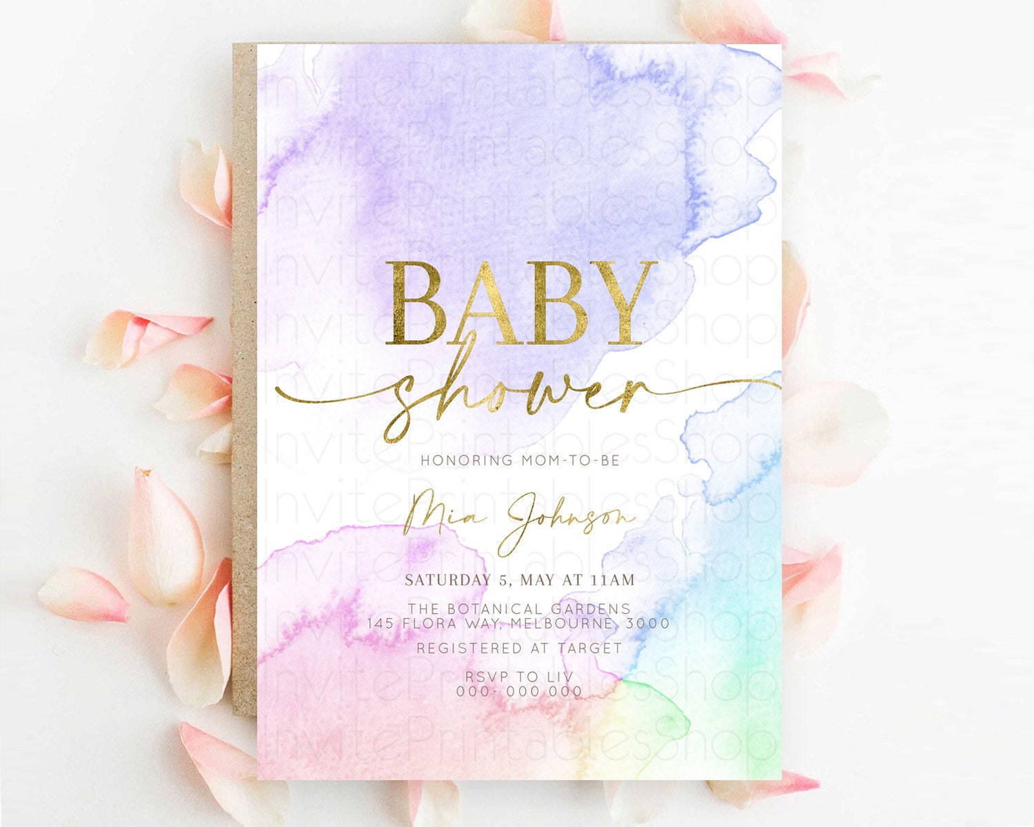 Editable Pastel Baby Shower Invitation Rainbow Baby Shower Invitation Colorf