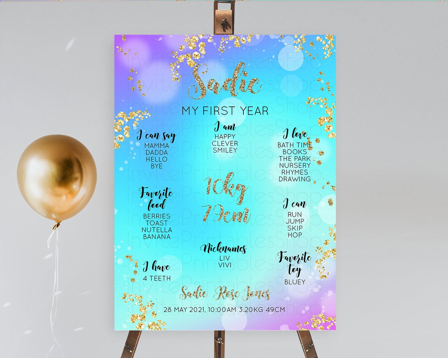 Mermaid First Birthday Milestone Board Mermaid Milestone Poster Rainbow Fish Under The Sea Colorful Pastel Pool Party Birthday Sign D10573