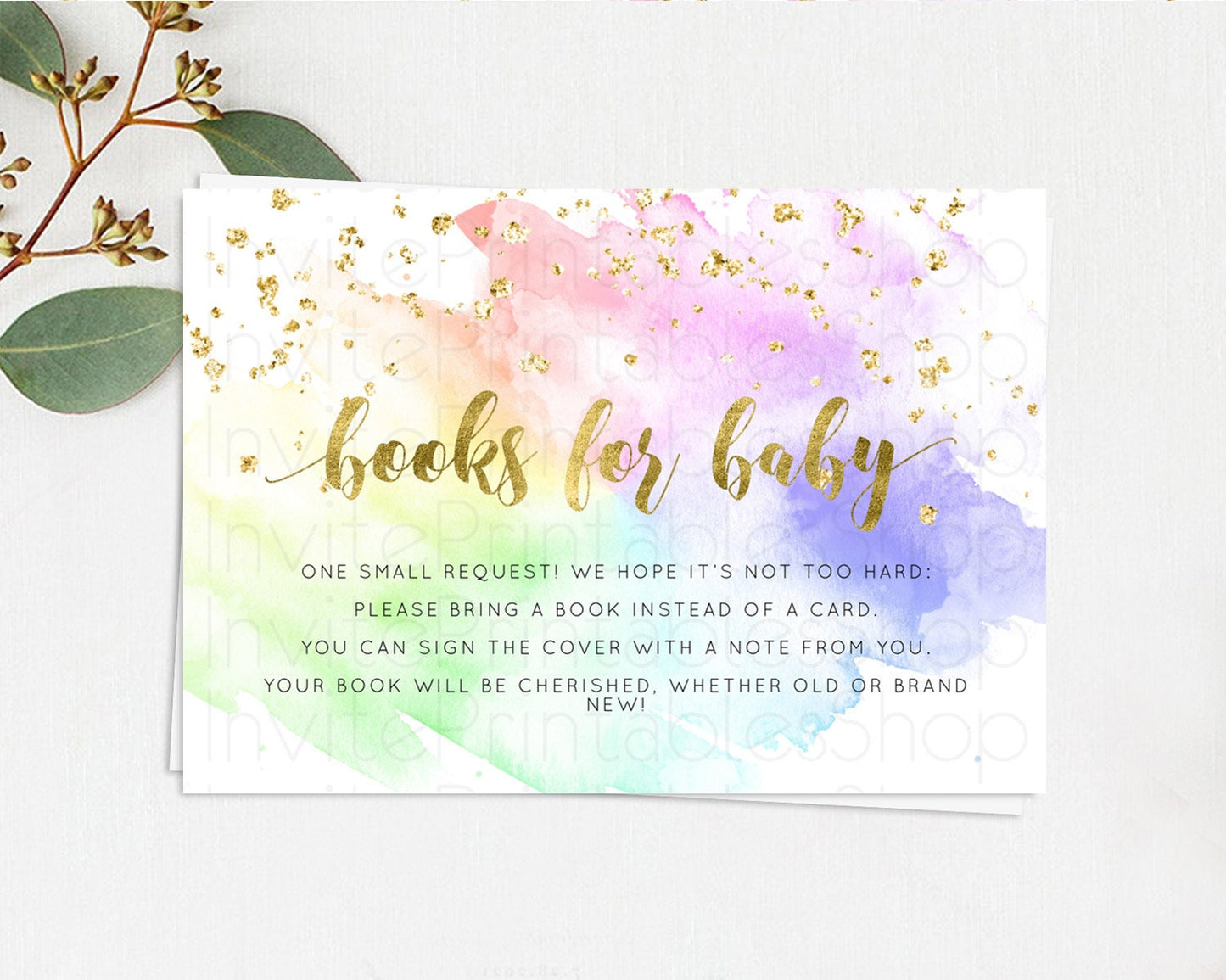 Pastel Books For Baby Card Pastel Rainbow Book Insert Colorful Ombre Watercolor Book Card Confetti Glitter Baby Book Poem Request D10876