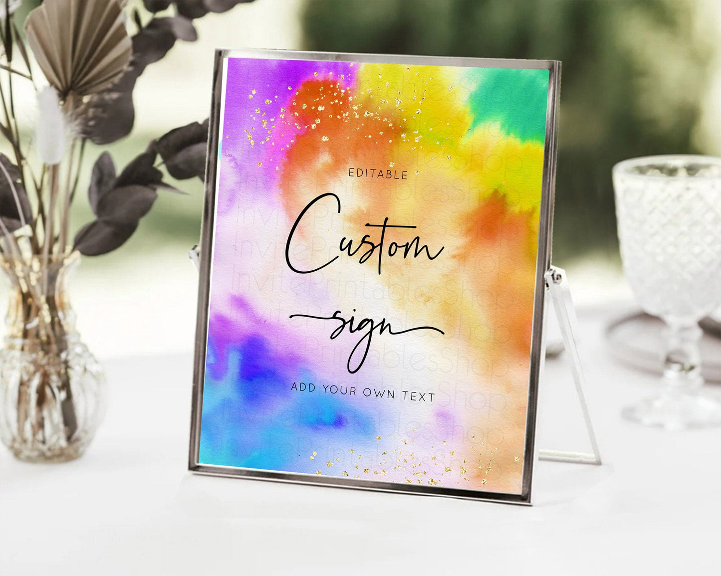 Tie Dye Sign Ombre Table Sign Decor Rainbow Pastel Ombre Watercolor Party 1st Birthday Baptism Baby Shower Bridal Shower Wedding D10530