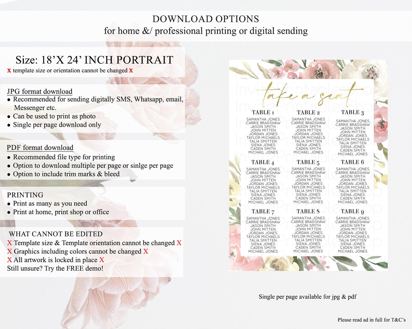 Secret Garden Seating Chart Wildflower Seating Chart Pastel Flowers Seating Chart Enchanted Garden Boho Floral Take A Seat Decor D10202