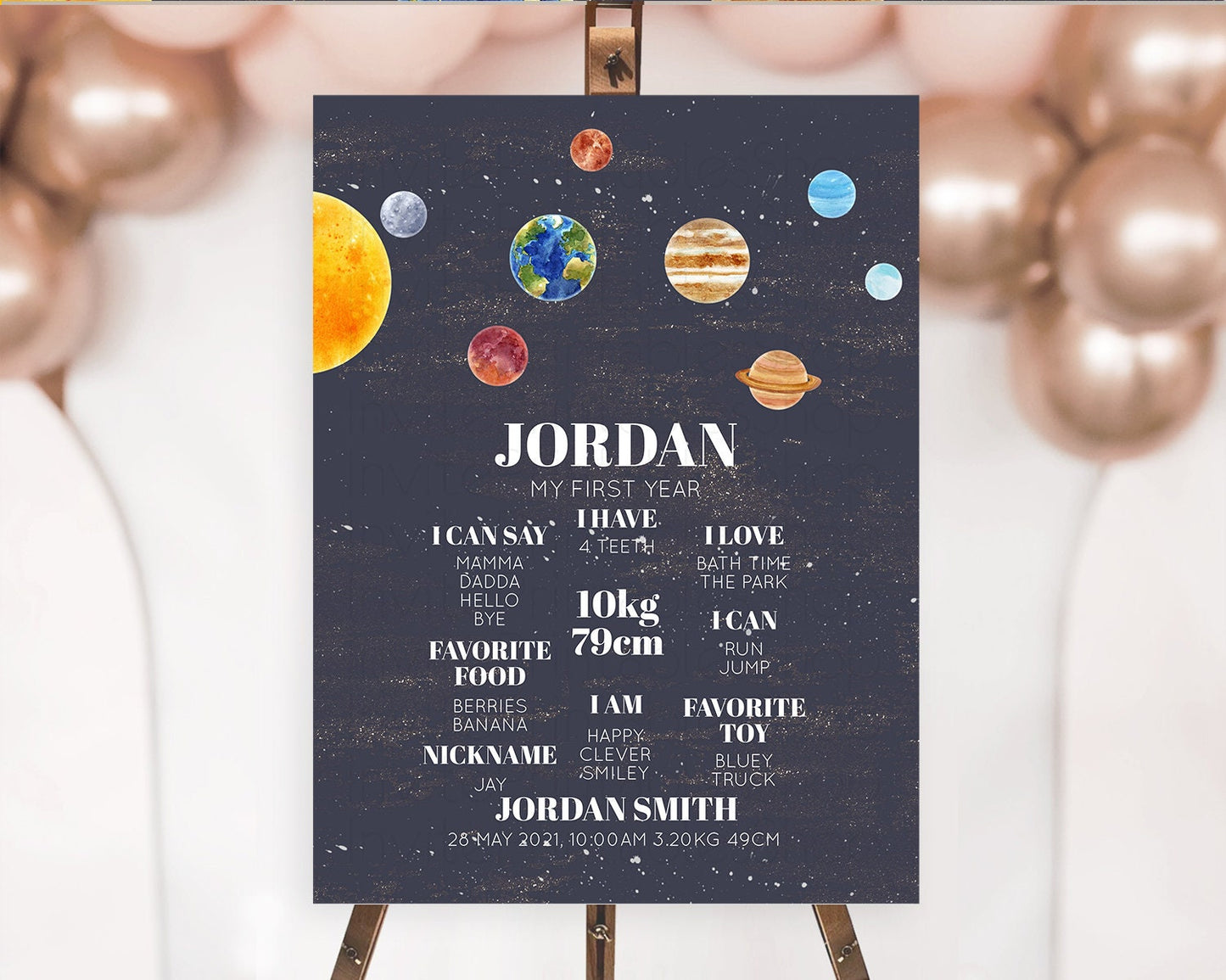 Space First Birthday Milestone Poster Space Milestone Board First Trip Around the Sun Planets Solar System ONE year Birthday Sign D10144