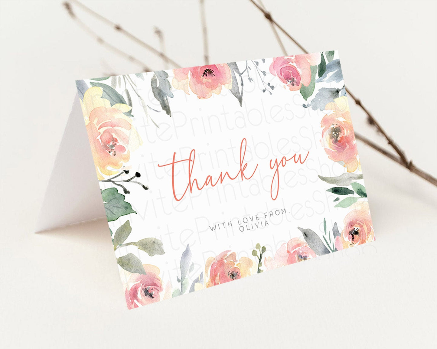 Secret Garden Thank You Wildflower Thank You Card Pastel Flower Garden Birthday Thank You Card Boho Floral Teacher Thank You Card D10778