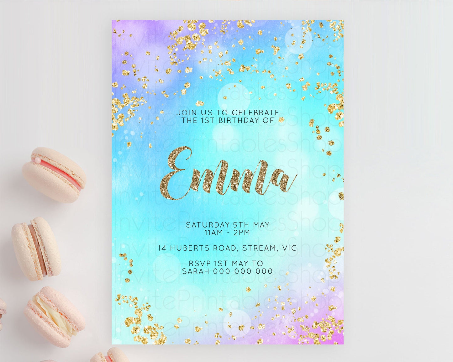 Mermaid Birthday Invitation Mermaid Invitation Rainbow Fish Under The Sea Colorful Pastel Mermaid Pool Party 2nd 1st First Birthday D10573