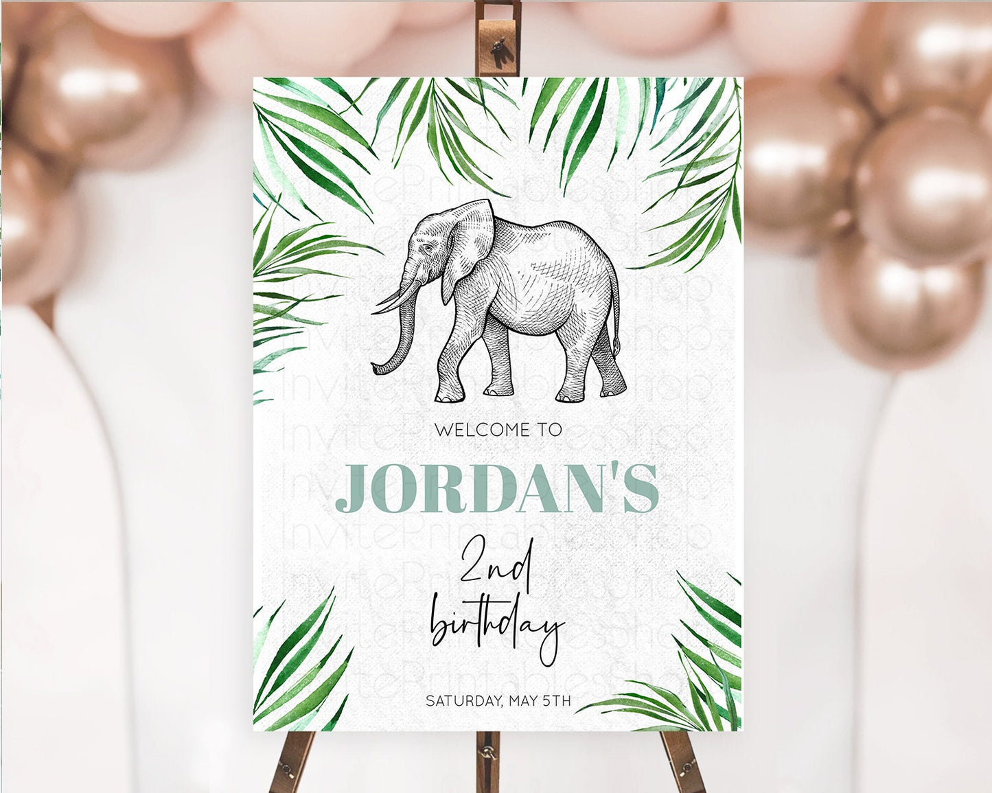 Elephant Welcome Sign Elephant Welcome Board Elephant Party Welcome Poster Safari Party Decor Elephant First Birthday Welcome Sign D10850