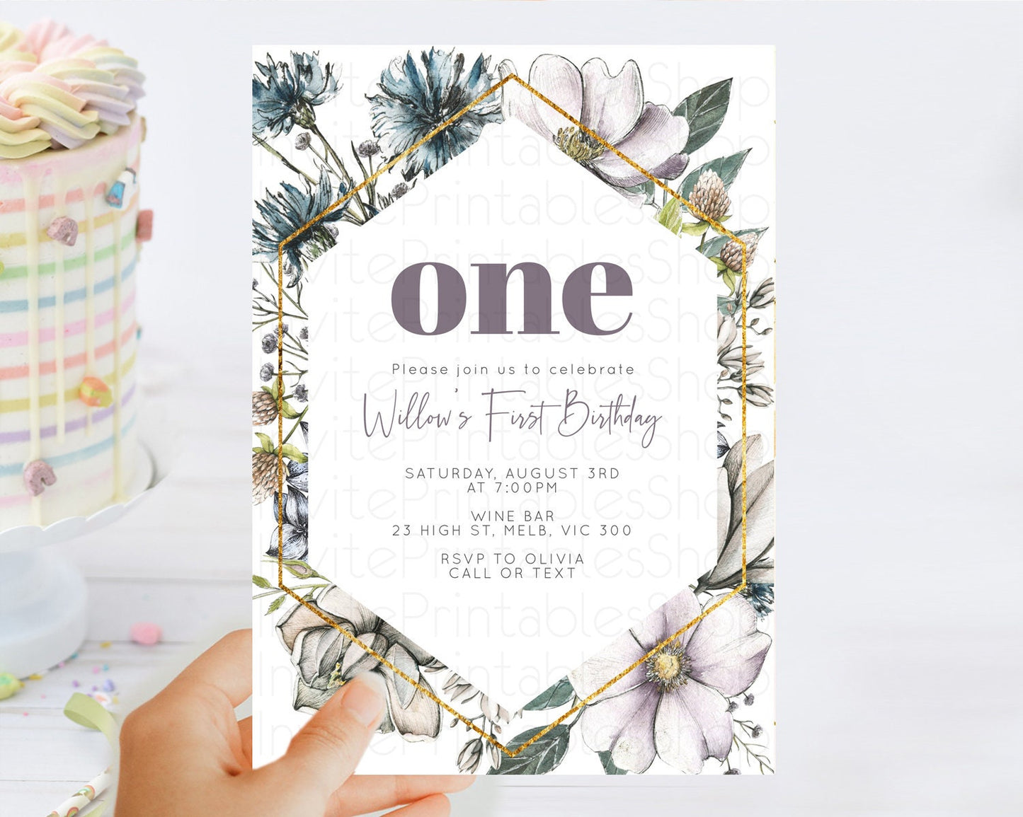 Secret Garden Invitation Wildflower Birthday Invitation Pastel Flowers Invite Enchanted Garden Boho Floral 3rd 2nd First Birthday D10501