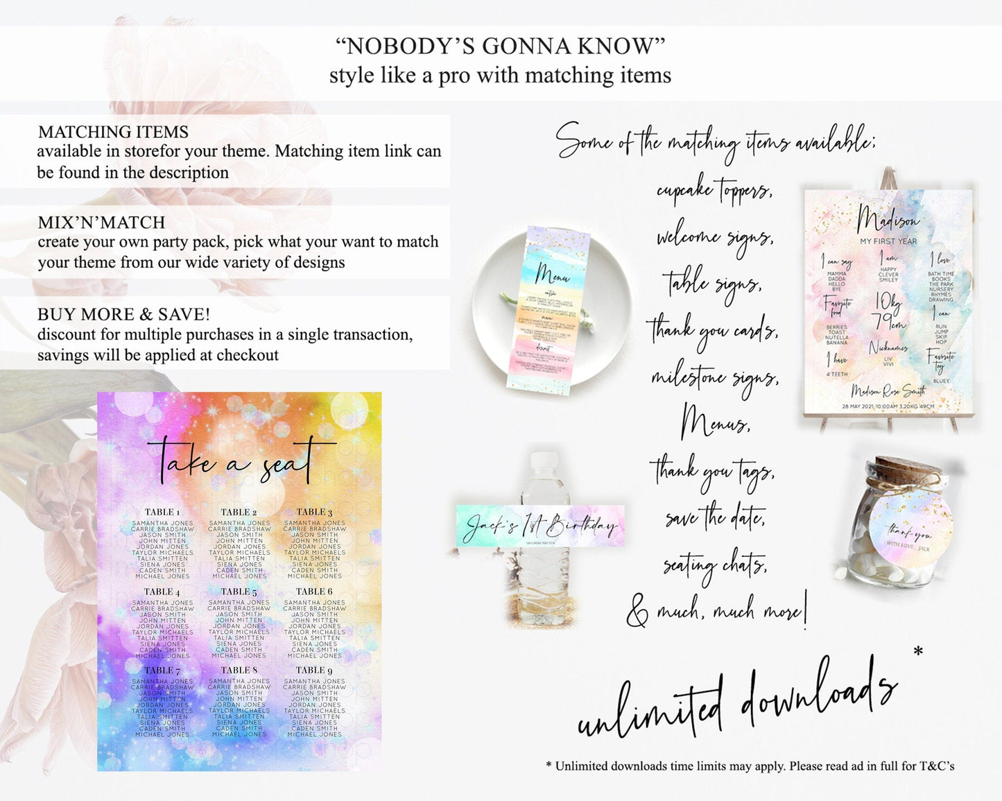 Rainbow Seating Chart Pastel Seating Chart Iridescent Sprinkles Colorful Pastel Watercolor Seating Sign Ombre Pastel Take A Seat D10690