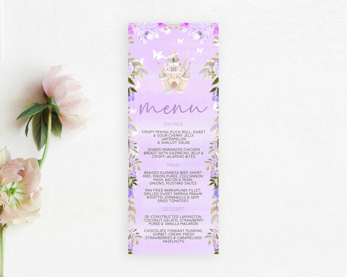 Editable Princess Menu Castle Menu Template Secret Garden Table Decor Enchan