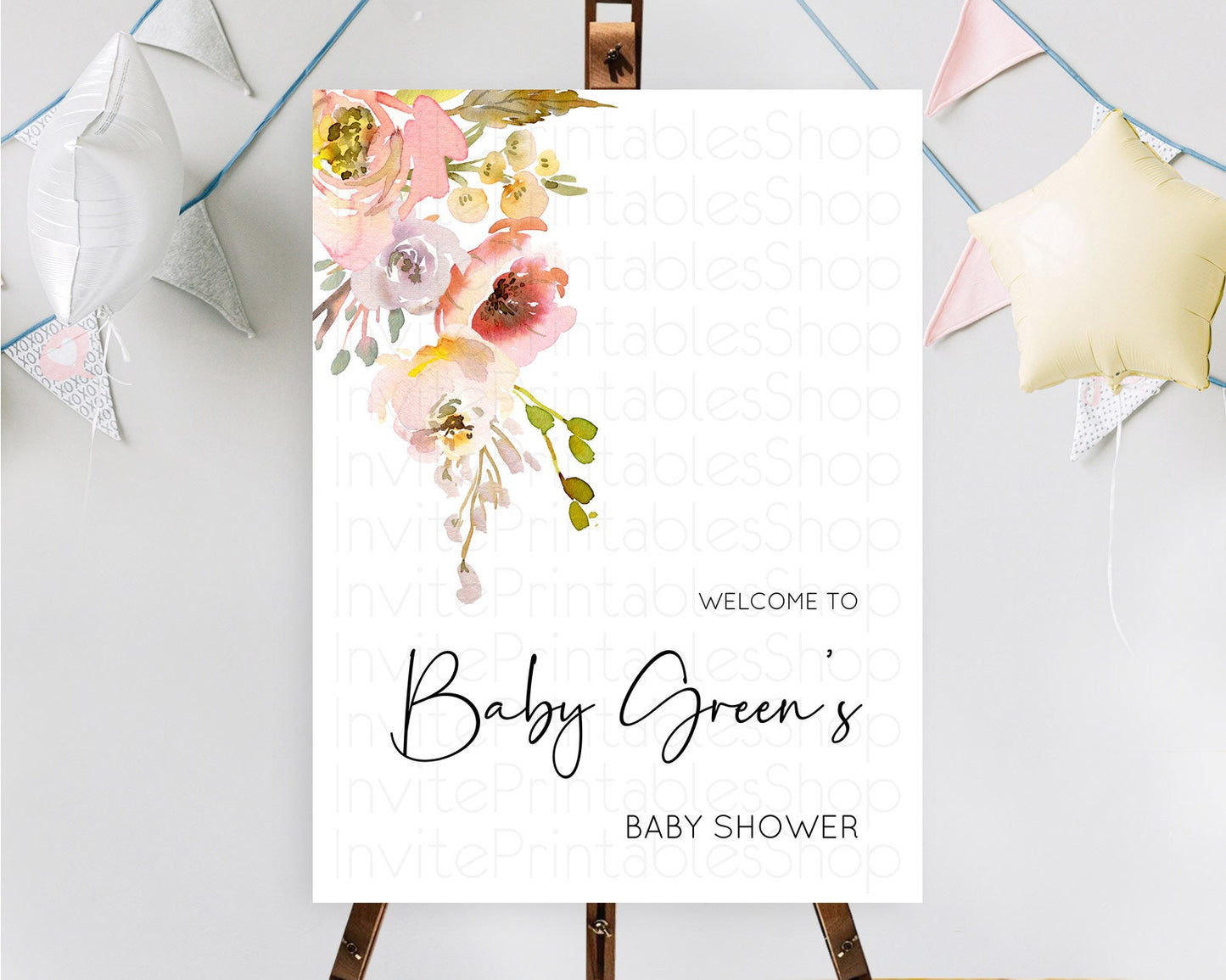 Secret Garden Baby Shower Welcome Sign Wildflower Welcome Board Pastel Flower Garden Welcome Poster Boho Wildflower Welcome Sign D10194