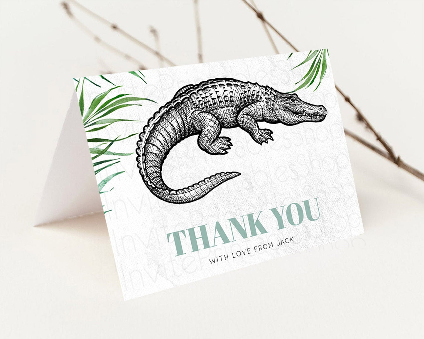 Croc Thank You Gator Thank You Card Croc Gator Party Crocodile Birthday Thank You Card Alligator Cards Teacher Thank You Cards D10847