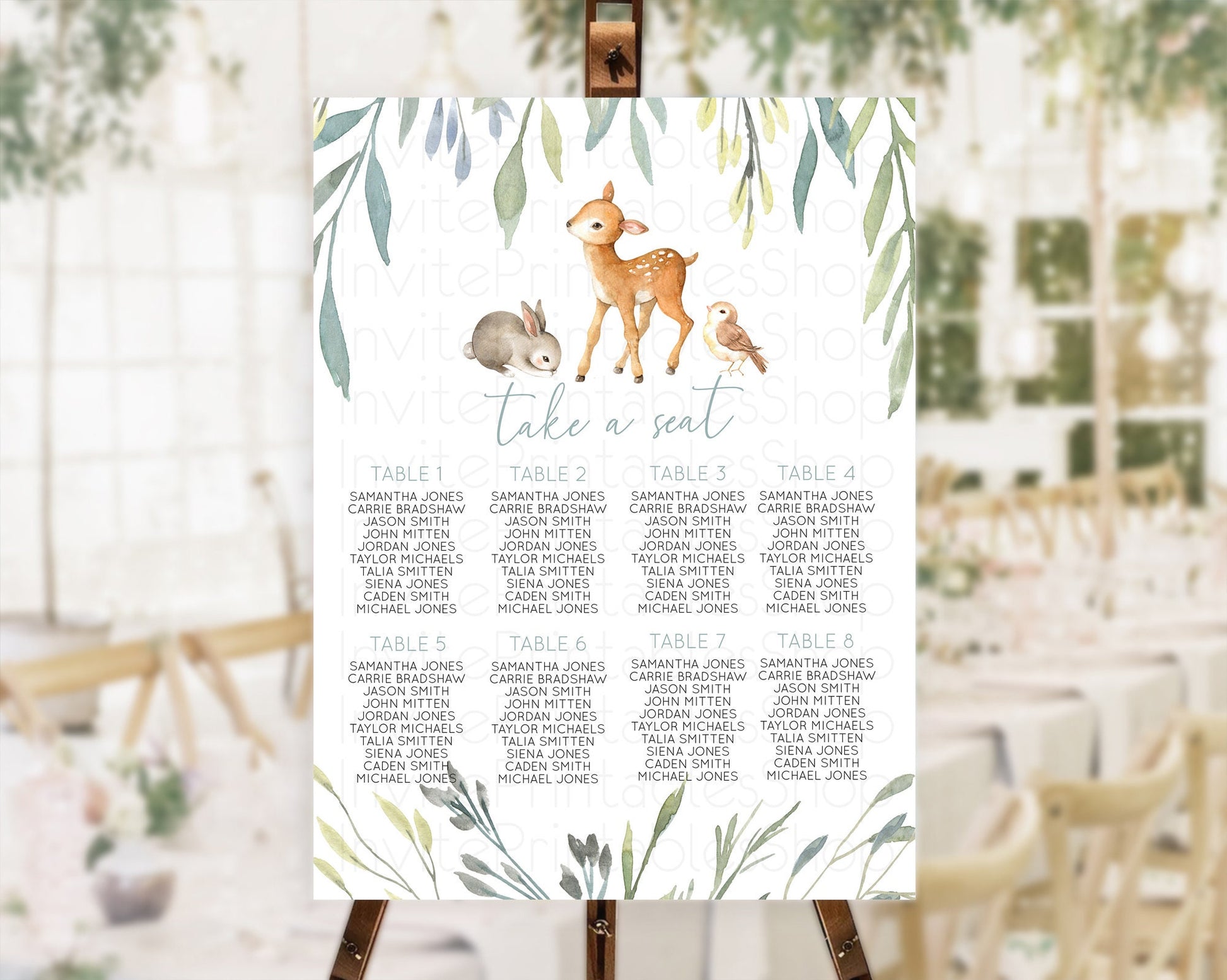Editable Fawn Seating Chart Deer Seating Chart Enchanted Forest Party Butter