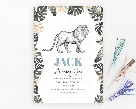 Editable Lion Birthday Invitation Lion Invitation Modern Safari Lion Party 2