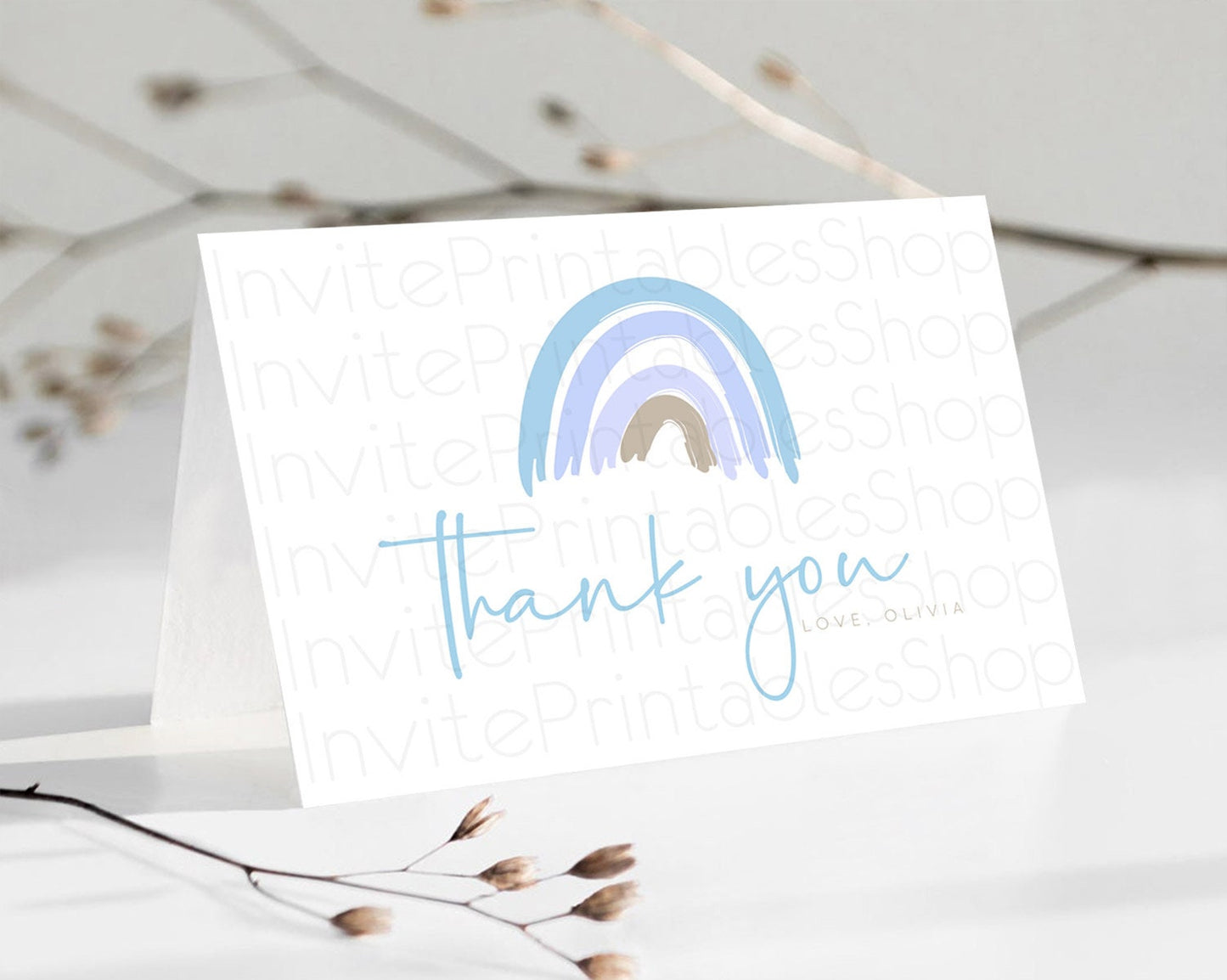 Pastel Rainbow Thank You Boho Rainbow Thank You Card Rainbow Birthday Thank You Cards Pastel Rainbow Teacher Thank You Card Template D10352