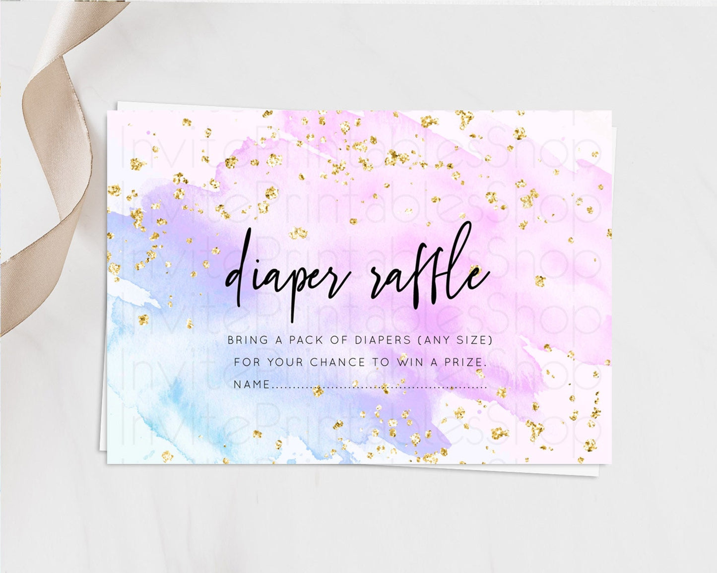 Purple Diaper Raffle Card Watercolor Diaper Raffle Insert Pastel Purple Baby Shower Diaper Ticket Purple Watercolor Raffle Game D10169