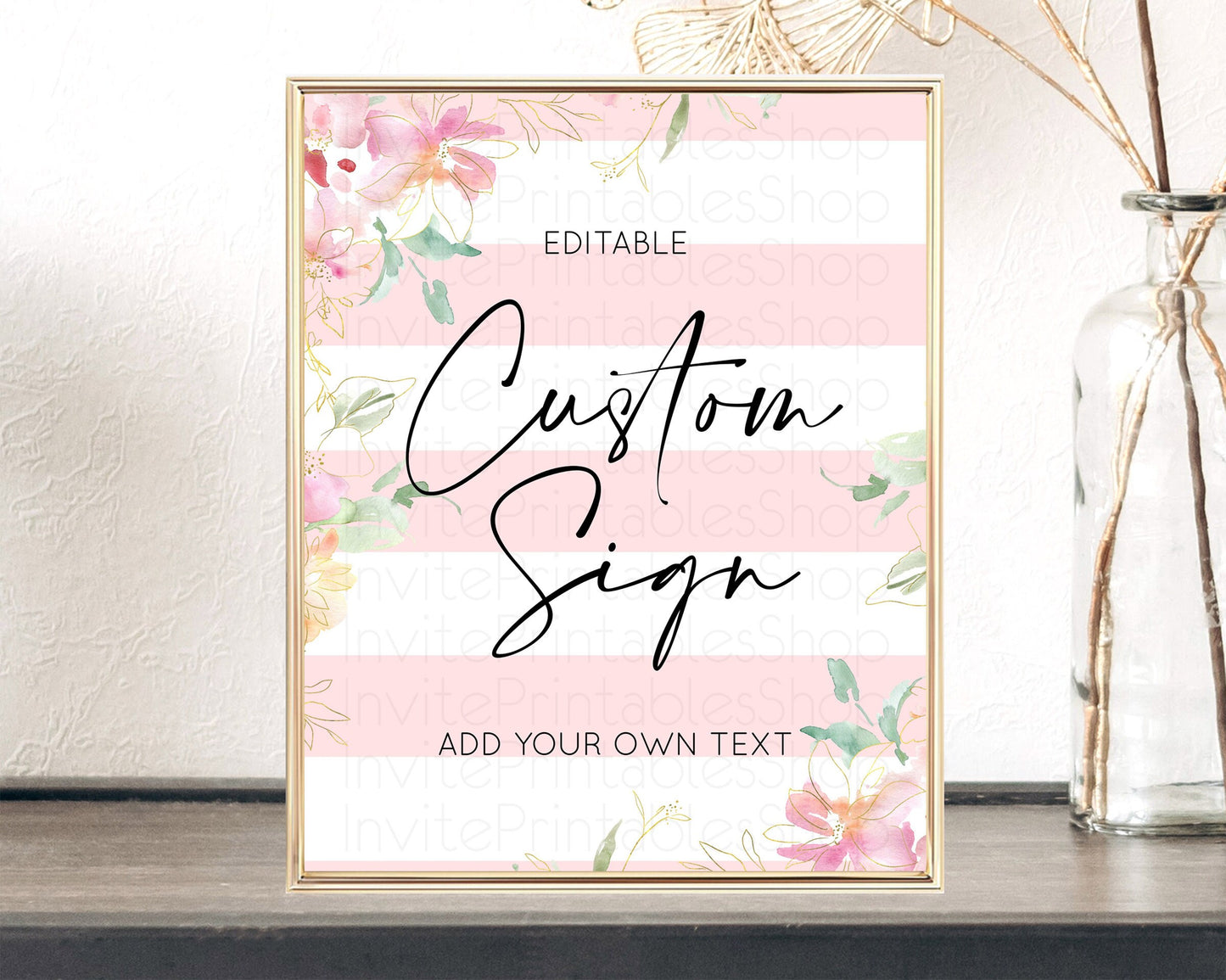 Wildflower Floral Table Sign Decor Secret Garden Sign Template Pastel Floral Garden Party Boho Flowers Birthday Baby Shower Wedding D10301