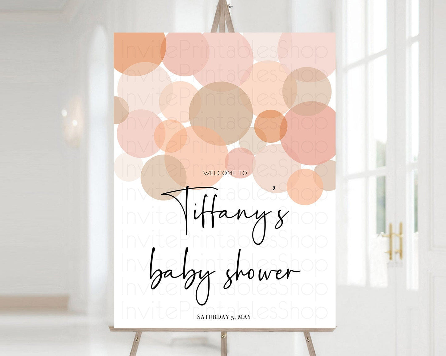 Orange Baby Shower Welcome Board Confetti Welcome Sign Pastel Ombre Orange Confetti Welcome Poster Bubbles Confetti Welcome Decor D10230