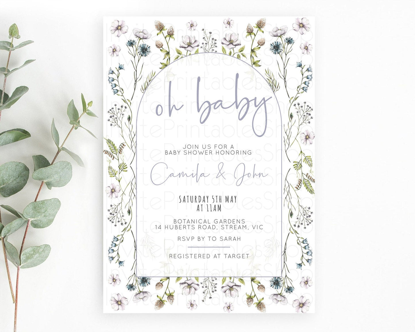 Editable Wildflower Baby Shower Invitation Secret Garden Baby Shower Invitat