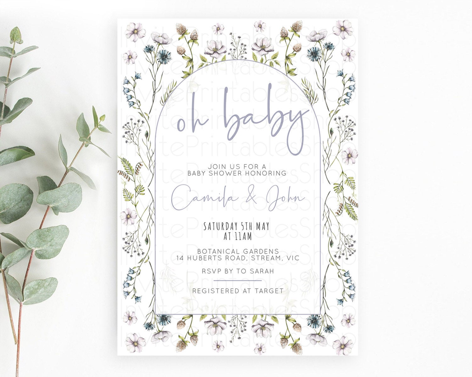 Editable Wildflower Baby Shower Invitation Secret Garden Baby Shower Invitat