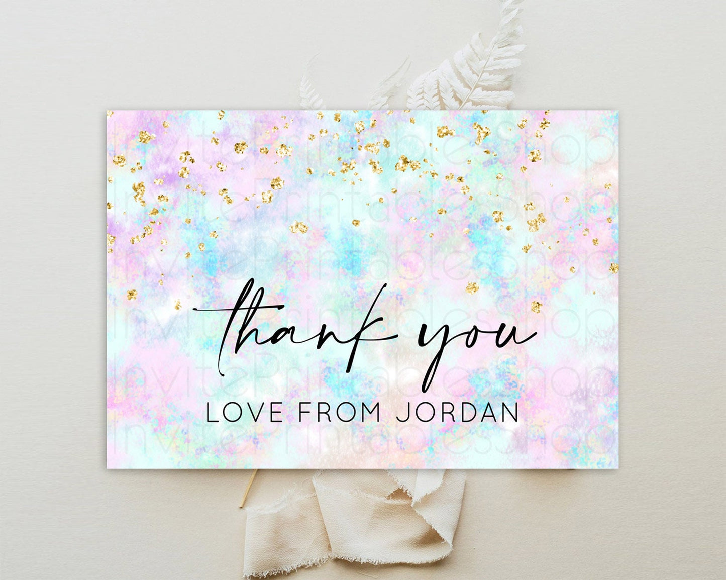 Pastel Thank You Rainbow Thank You Card Colorful Pastel Birthday Thank You Card Confetti Watercolor Pastel Teacher Thank You Cards D10652