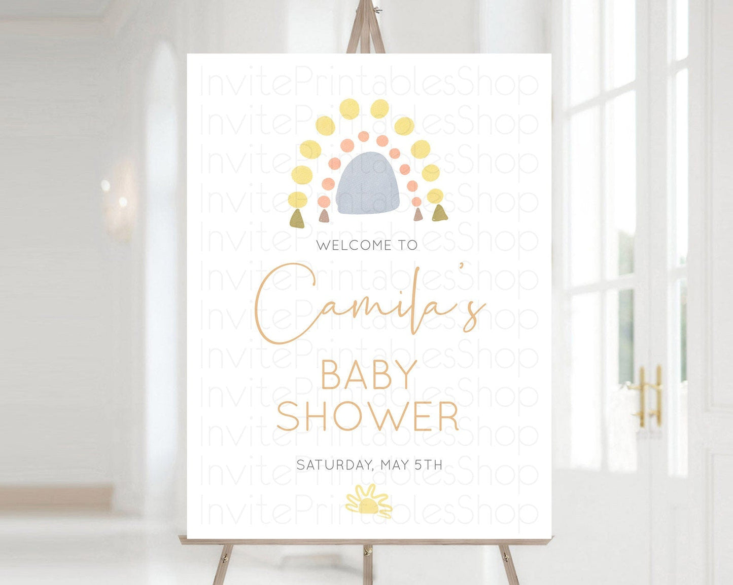 Pastel Rainbow Baby Shower Welcome Sign Boho Rainbow Welcome Board Rainbow Welcome Sign Pastel Welcome Decor Rainbow Welcome Sign D10688