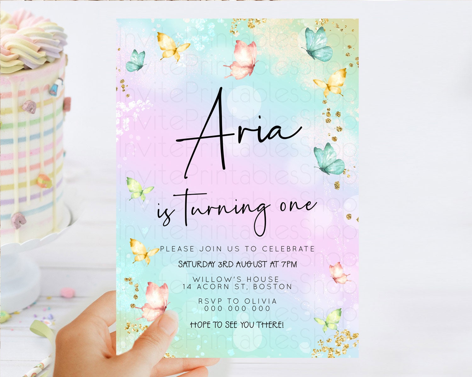 Editable Pastel Butterfly Birthday Invitation Butterfly Birthday Invitation