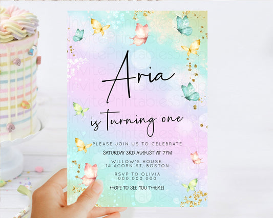 Editable Pastel Butterfly Birthday Invitation Butterfly Birthday Invitation